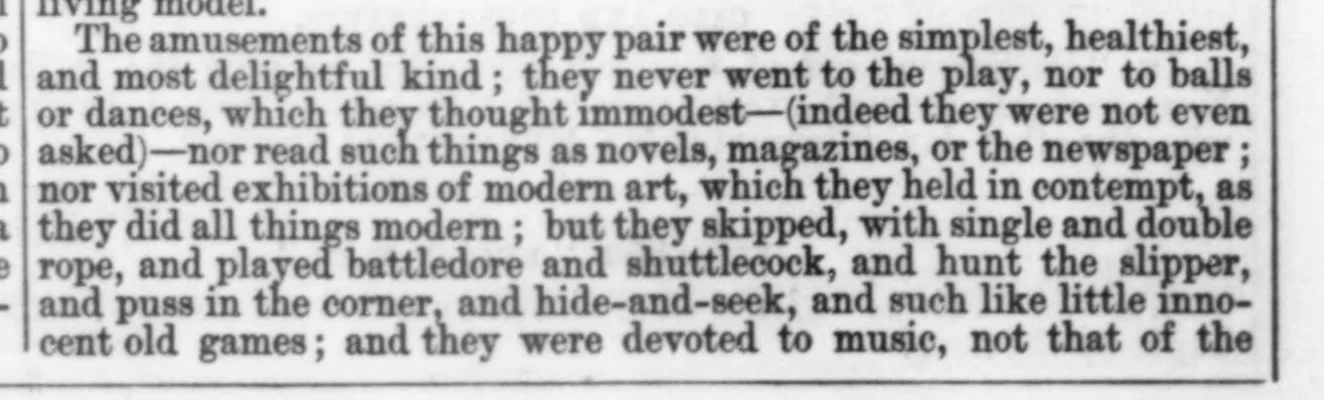 Detail of the original Punch page of 7 September 1878: ‘but they skipped, with single and double rope, and played battledore and shuttlecock’