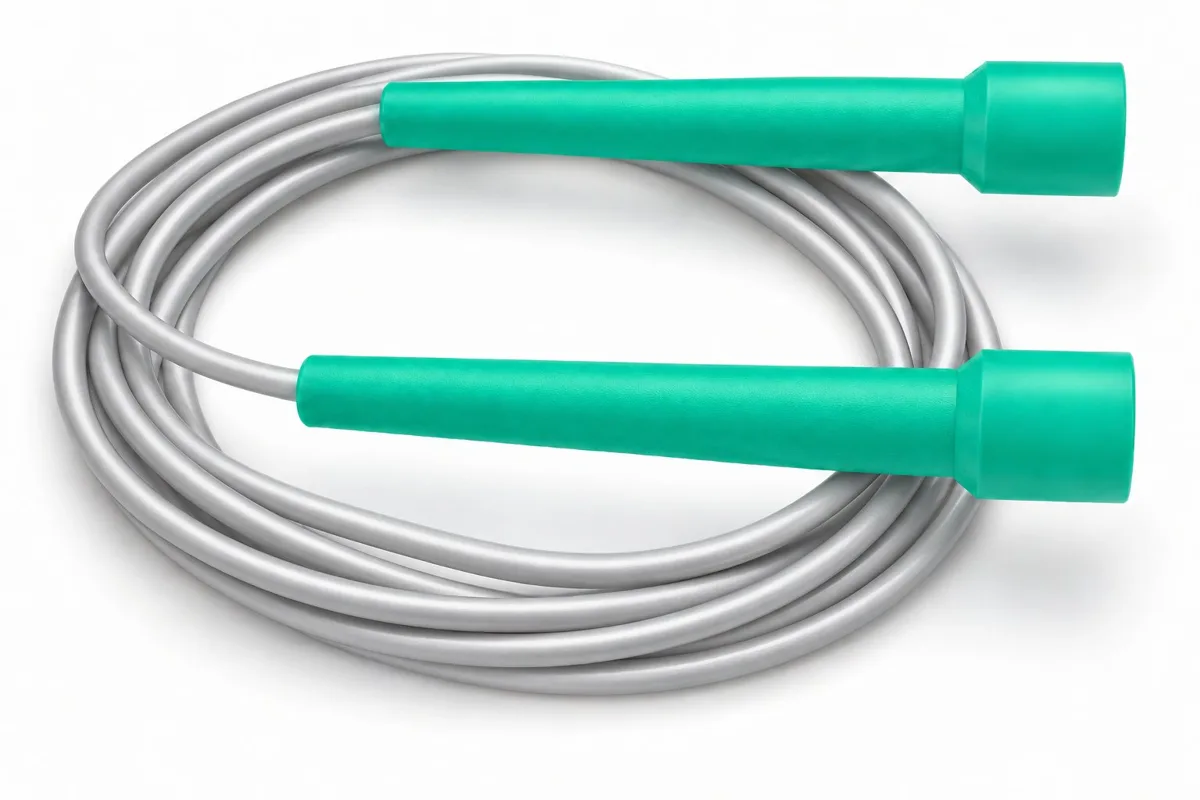 skip-hop reward skipping rope: adjustable grey rope with green handles, given to pupils as an award